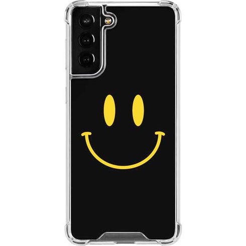 Black Happy Face Galaxy S21 FE Clear Case